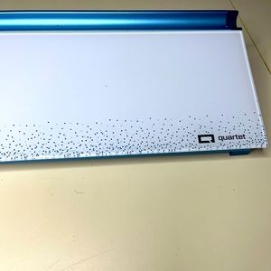 White and Blue Dry Erase Board